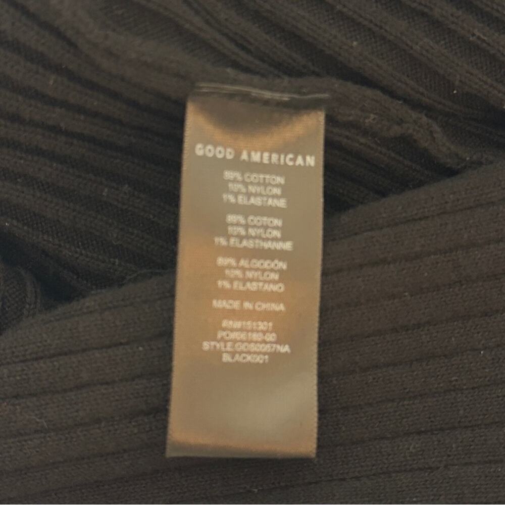 Good American Belted Body Dress Black Size 3 L Dolman Sleeve Rib Knit Midi NWT - Picture 8 of 11